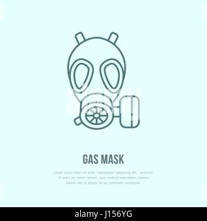 Masque à gaz, d'un masque respiratoire sur l'icône de la ligne de télévision. Logo Vector pour les équipements de protection individuelle store. La protection de la Santé signe linéaire mince Illustration de Vecteur