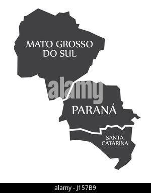 Mato Grosso do Sul - Parana - Santa Catarina Brésil Carte illustration Illustration de Vecteur