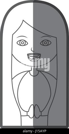 Silhouette monochrome figure vierge maria cartoon Illustration de Vecteur