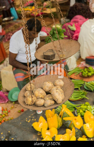 DAMBULLA, SRI LANKA - le 5 janvier 2014 : vente de légumes sur le marché local Banque D'Images