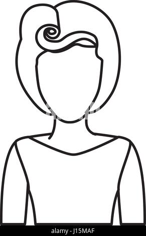 Dessin silhouette de femme sans visage moitié du corps, avec 80 hairstyle Illustration de Vecteur