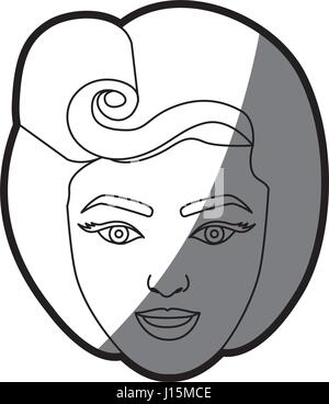 Silhouette d'une ombre de visage femme avec 80 hairstyle Illustration de Vecteur
