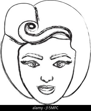 La silhouette floue de dessin visage femme avec 80 hairstyle Illustration de Vecteur