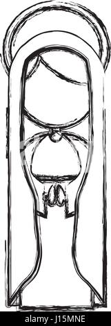 Silhouette sans visage de croquis monochromes belle vierge avec manteau et de l'aura Illustration de Vecteur