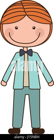 Caricature colorée en homme costume de mariage avec bowtie Illustration de Vecteur