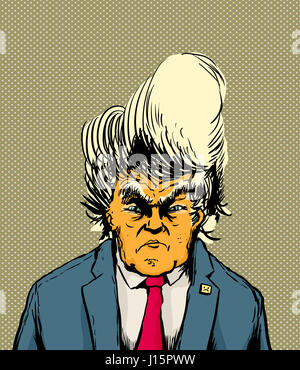 18 avril, 2017. Caricature d'une peau d'orange de froncer avec Donald Trump coiffure étrange Banque D'Images