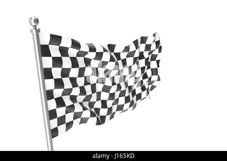 Drapeaux à damiers. Drapeau de course, rendu 3D isolated on white Banque D'Images