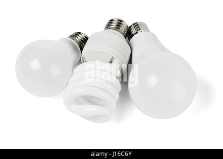 Assortiment d'ampoules électriques à fond blanc Banque D'Images