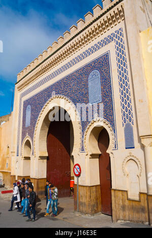 Bab Boujloud, Bab Bou Jeloud, porte bleue, batha, medina, FES, Maroc, Afrique Banque D'Images