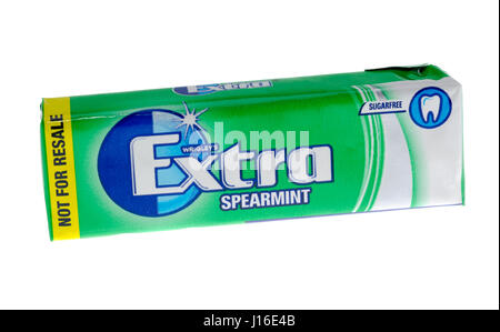 Wrigley's Extra Spearmint Chewing-gum, une marque de chewing-gum sans sucre produit par la société Wrigley Banque D'Images