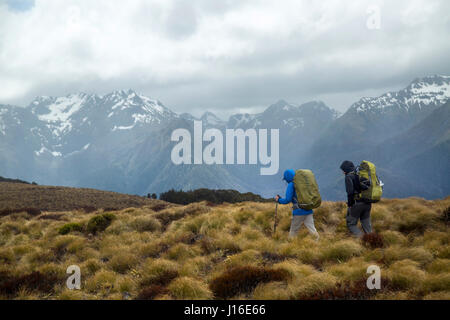 Randonnée le long de la Kepler Track dans le Parc National de Fiordland, Nouvelle-Zélande Banque D'Images