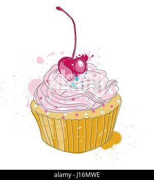 Illustration de la main cupcake. Vector collection. Illustration de Vecteur