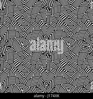 Art numérique style op art géométrique abstrait motif entrelacé transparent mosaïque en noir et blanc Banque D'Images