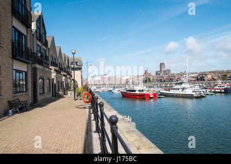 Brunswick,Dock Liverpool,marina,bateau,appartements,Liverpool, Merseyside, Angleterre,UNESCO,Ville du patrimoine mondial,Ville,Nord,Nord,Angleterre,English,UK. Banque D'Images