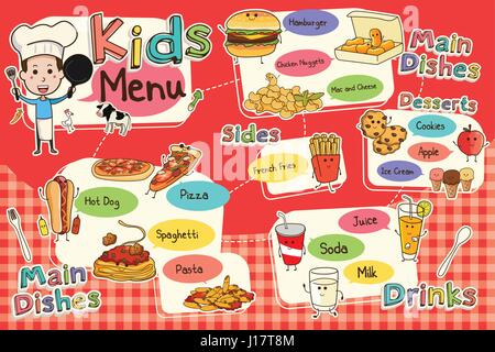 Un vecteur illustration de menu repas enfants colorés Illustration de Vecteur