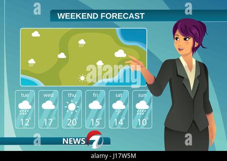 Un vecteur illustration de satellite météo nouvelles reporter au travail Illustration de Vecteur