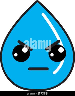 Kawaii belle goutte eau en colère Illustration de Vecteur
