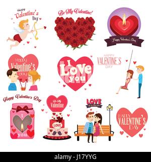 Un vecteur illustration de Clipart Saint Valentin Icon Set Illustration de Vecteur