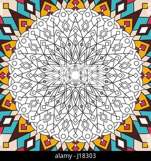 Version imprimable page de coloriage antistress pour les adultes - mandala design, activité pour les enfants plus âgés et les adultes se détendre. vecteur de l'Islam, Arabe, Indienne, motifs ottomans. Illustration de Vecteur