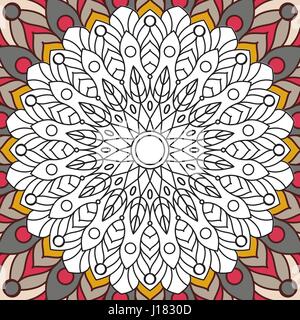 Version imprimable page de coloriage antistress pour les adultes - mandala design, activité pour les enfants plus âgés et les adultes se détendre. vecteur de l'Islam, Arabe, Indienne, motifs ottomans. Illustration de Vecteur