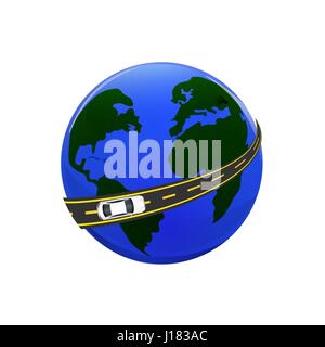 Voyager en voiture. Le monde, la route, la voiture. illustration Illustration de Vecteur