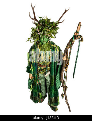 Participant en costume traditionnel au Hastings Jack in the Green Festival. East Sussex. L'Angleterre. UK Banque D'Images