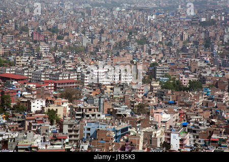 Vue sur Katmandou du Swayambhu, Swayambhunath / Népal Banque D'Images