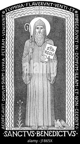 Benoît de Nursie, Benedictus de Nursie, 480 - 543 ou 547 MA, un saint patron de l'Europe Banque D'Images