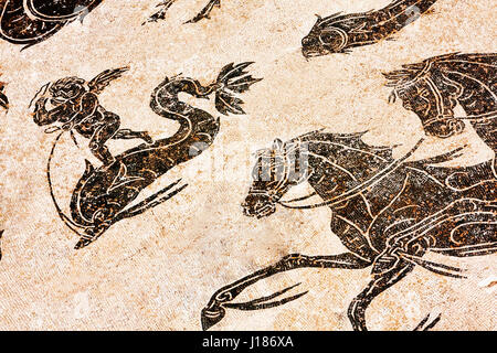 Mosaïque romaine de particulier dans les thermes de Neptune en Ostia Antica - Rome , Italie Banque D'Images