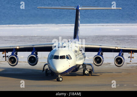 LONGYEARBYEN, Svalbard, NORVAY - le 10 avril 2013 : British Aerospace BAe-146-301G ARA-LUXE DE FAAM - Facilité pour les mesures atmosphériques, à S Banque D'Images