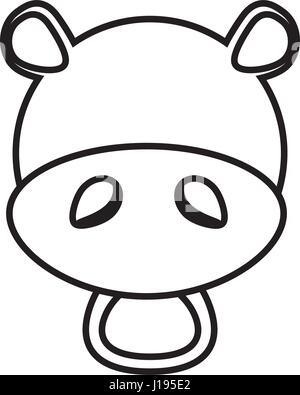 Contours hippo animal tête Illustration de Vecteur