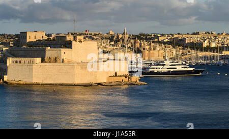 Fort St Angelo, Grand Harbour, Birgu, La Valette, Malte Banque D'Images