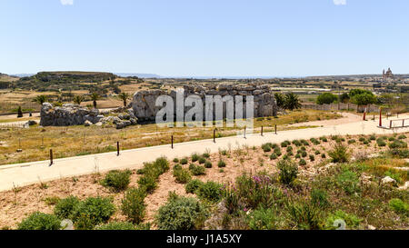 Le nord de l'élévation - temple néolithique Ġgantija - Gozo, Malte Banque D'Images