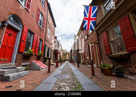 Elfreths Alley à Philadelphie, Pennsylvanie Au printemps Banque D'Images