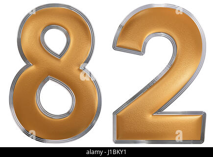 Chiffre 82, quatre-vingt-deux, isolé sur fond blanc, 3D render Banque D'Images