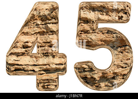 Chiffre 45, quarante cinq, isolé sur blanc, calcaire naturel, 3d illustration Banque D'Images