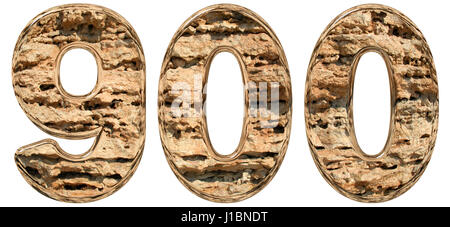 900, chiffre neuf cent, isolé sur blanc, calcaire naturel, 3d illustration Banque D'Images