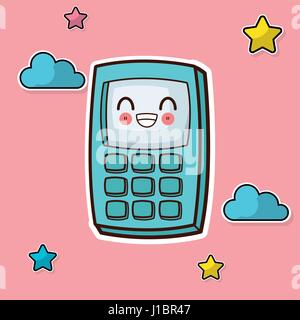 Kawaii nuage calculatrice star background Illustration de Vecteur