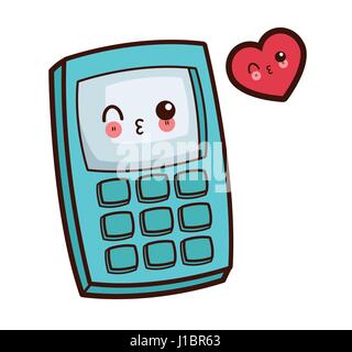 Calculatrice kawaii image wink Illustration de Vecteur