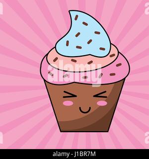 Mignon Cupcake De Nourriture Avec Des Fruits Doux Dessert Kawaii Dessin Vectoriel Illustration Isolee Style De Ligne De Design Image Vectorielle Stock Alamy