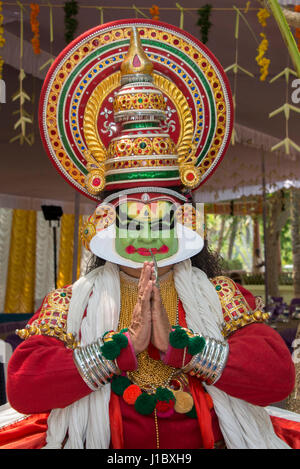 L'Inde, Etat du Kerala, Villanjam alias Vizhinjam. Kathakali traditionnel, performance l'une des principales formes de danse classique indienne, principalement développé Banque D'Images