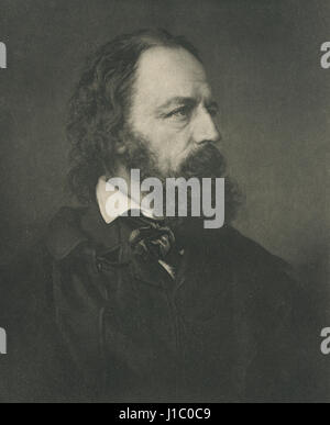 Alfred, lord Tennyson (1809-92), a noté le poète anglais, Portrait d'après photographie par Mayall Banque D'Images