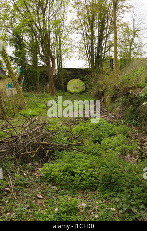 La voie abandonnée du Tramway à Chirk Glyn Valley qui une fois réparé les carrières de pierre dans la vallée et 12 a été fermée en 1935 Banque D'Images