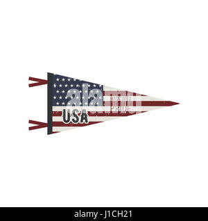 Adventure USA un fanion. Explorer fanion drapeaux design. Vintage united states flag design. USA flag pennant avec inspiration text quote - Made with pride Banque D'Images
