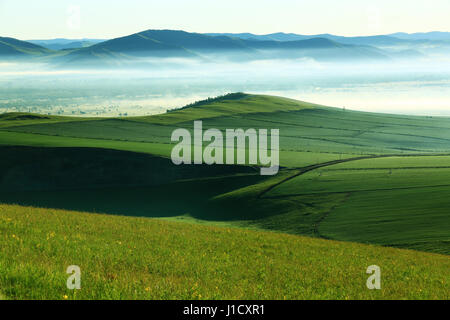 Hulun Buir paysage des prairies en Mongolie Intérieure Banque D'Images