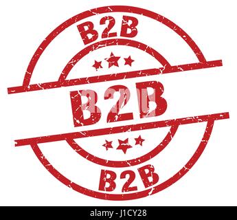 B2b rouge ronde grunge stamp Illustration de Vecteur