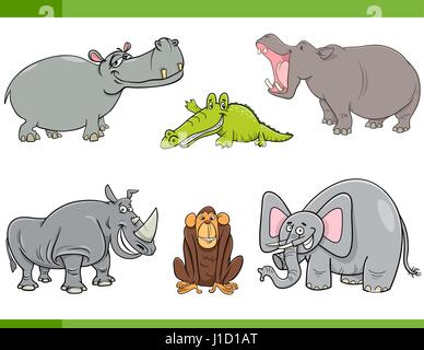 Cartoon Illustration de l'ensemble des animaux sauvages Drôle Illustration de Vecteur