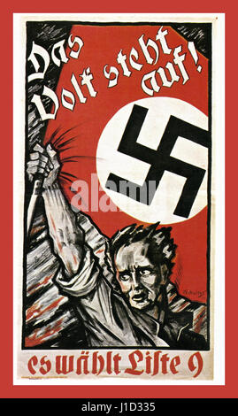 1930 affiche de propagande nazie allemande pour le Parti national socialiste dire "qu'Adolf Hitler peut nous sauver du bolchevisme' Banque D'Images