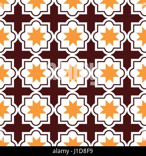 Design carreaux marocains, marron et orange modèle transparent, l'arrière-plan géométrique Illustration de Vecteur