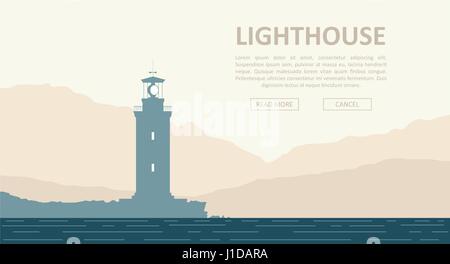 Paysage avec Lighthouse Illustration de Vecteur